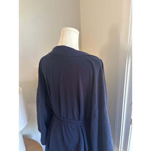Storq Navy Belted Wide Sleeve Kimono Cardigan Sweater Maternity Small Lounge - Picture 9 of 9